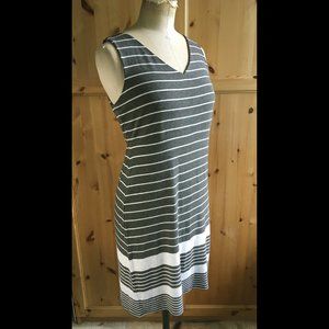 Dress Grey White Striped Soft Jersey L